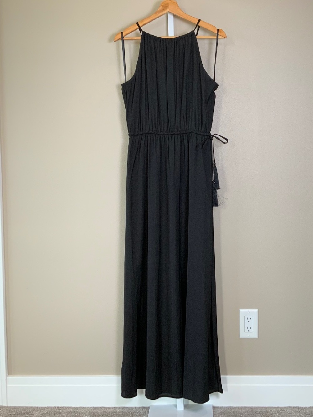 LOFT Tasseled Halter Maxi Dress